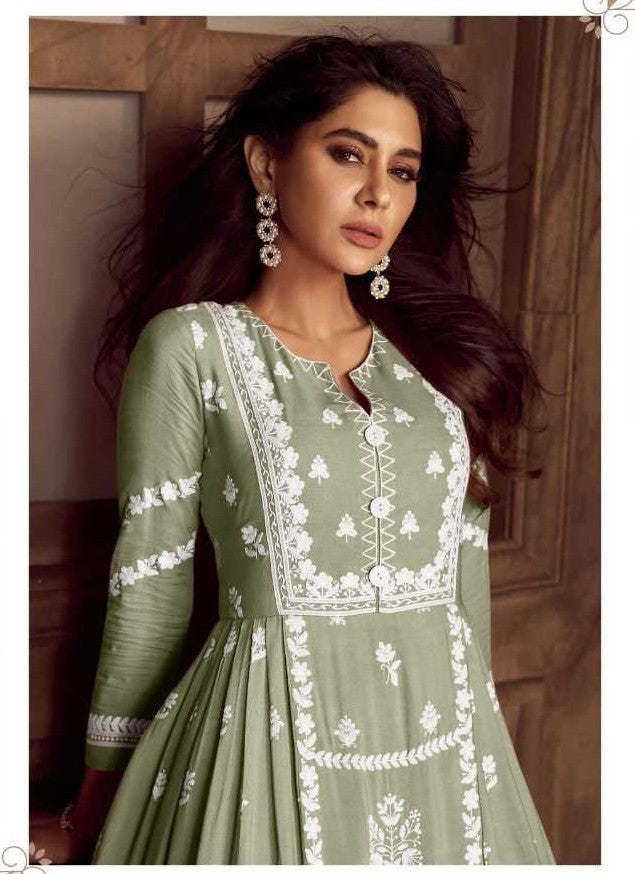 Sage Elegance Chikankari Kurti Palazzo Set