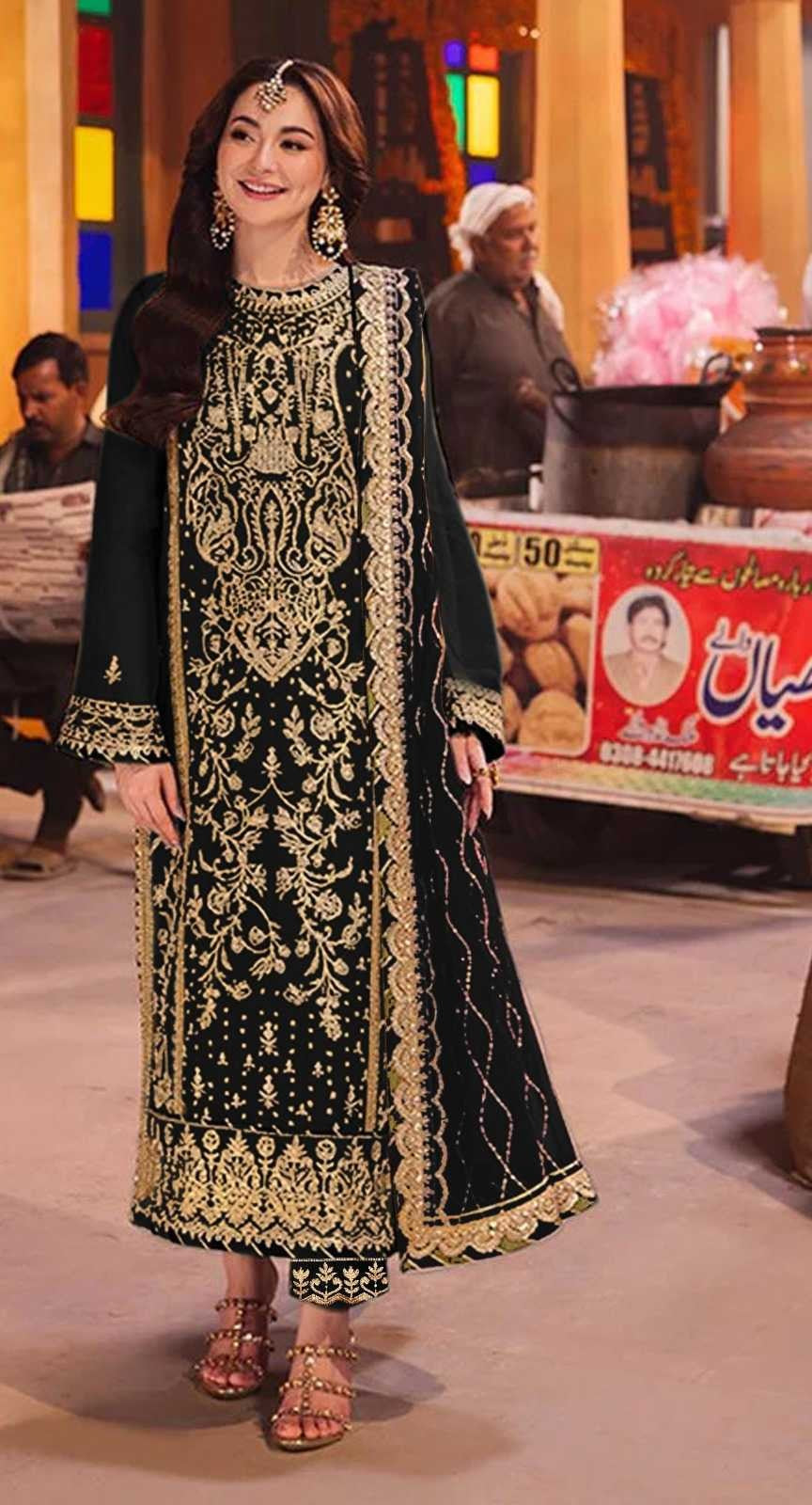 Midnight Black Georgette Suit with Heavy Embroidery✨