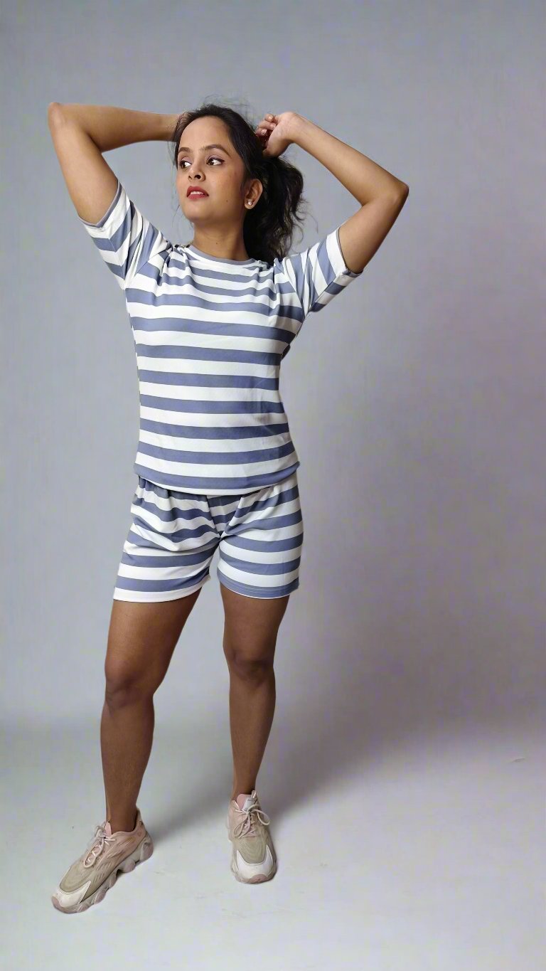 Women’s Cotton Blend Nightwear Set – T-Shirt & Shorts | Relaxed Fit