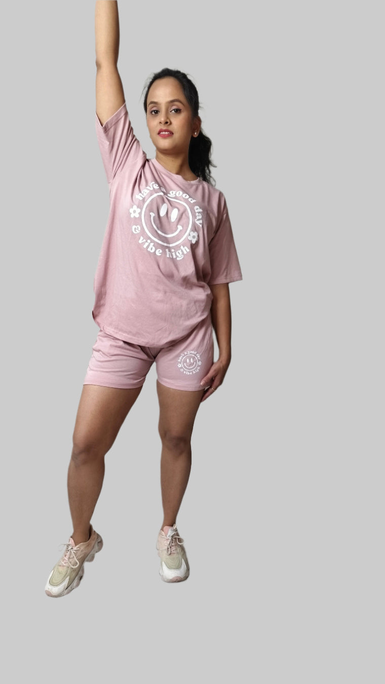 Women’s Cotton Night Suit Set – Printed Top & Shorts with Pockets