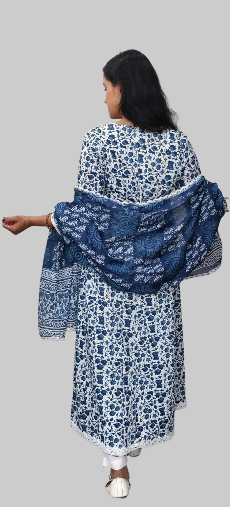 Cotton Kurta, Palazzo & Mulmul Dupatta Set