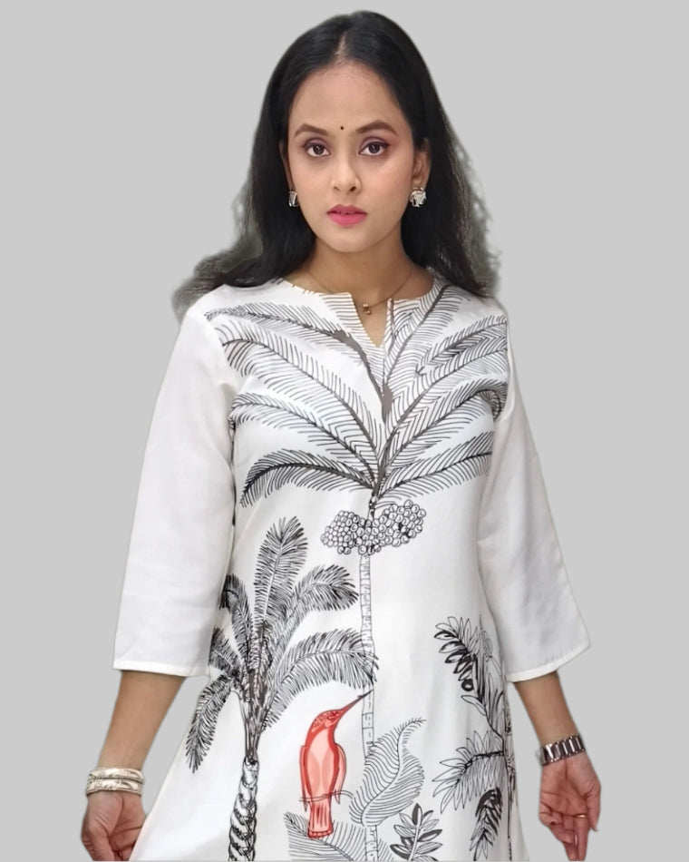 Cream Cotton Blend Kurta Set