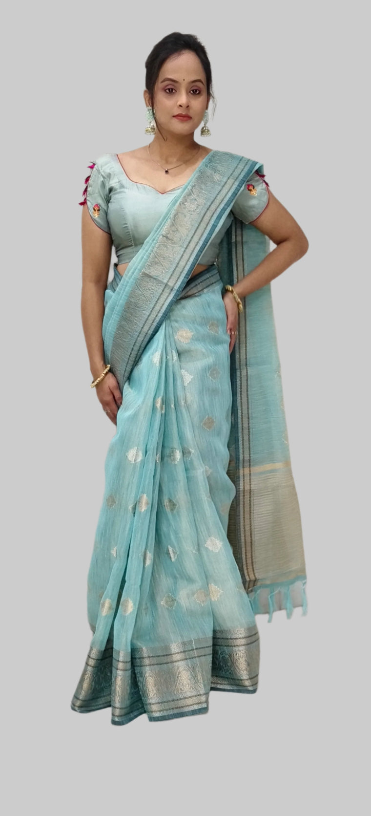 Cotton Silk Saree with Golden Thread Work