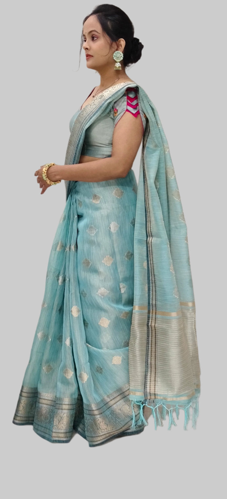 Cotton Silk Saree with Golden Thread Work