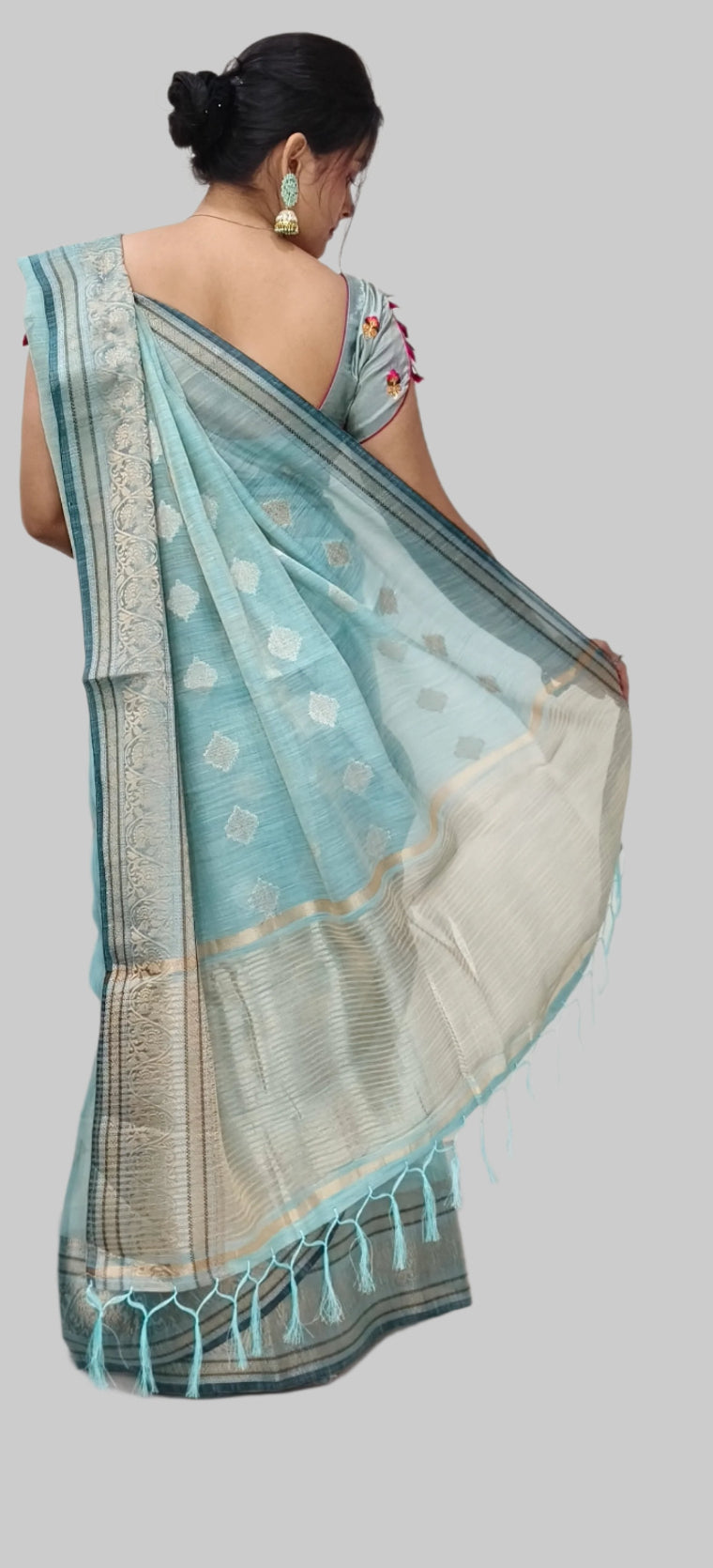 Cotton Silk Saree with Golden Thread Work
