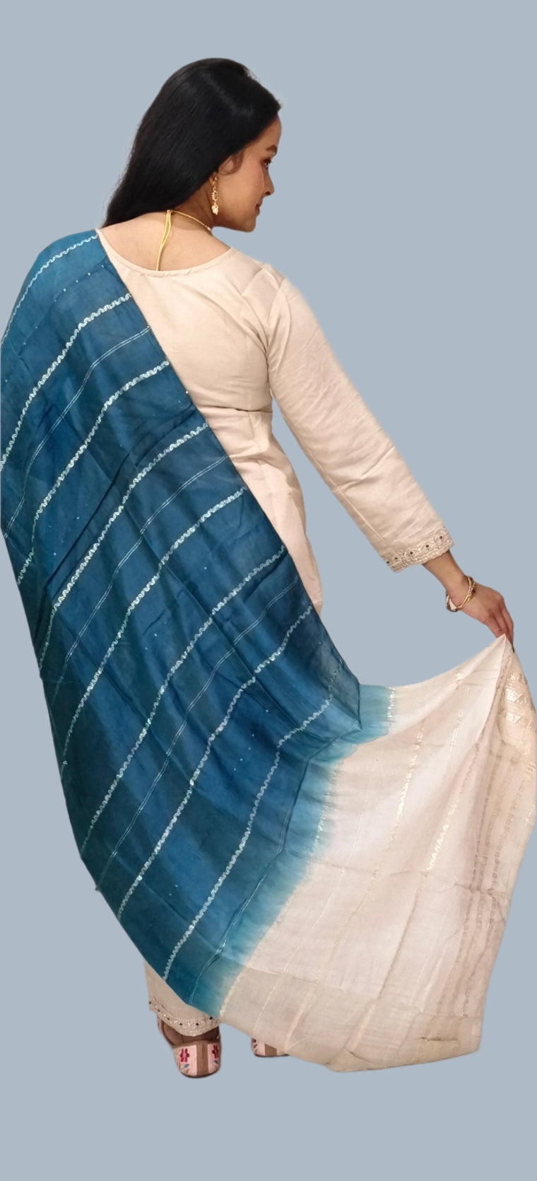 Beige Cotton Embroidered Suit Salwaar