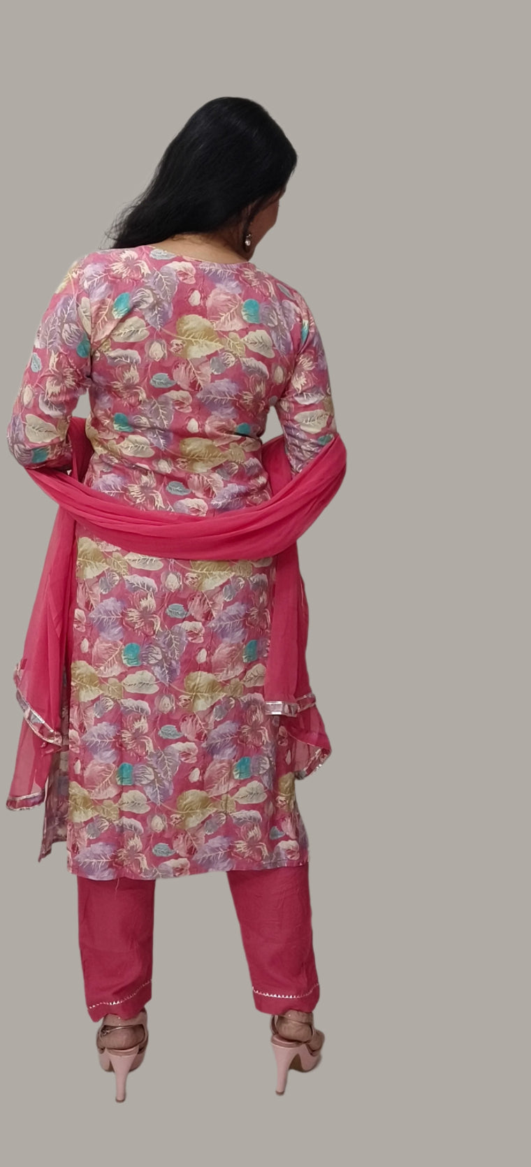 Pink Floral Printed Salwar Kameez with Solid Pink Dupatta – Festive and Casual Wear