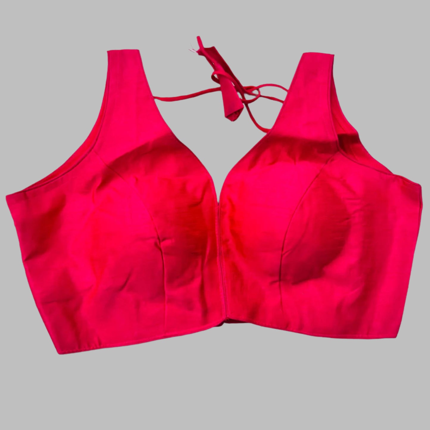 Radiant Red Sleeveless Blouse with Tie - Back