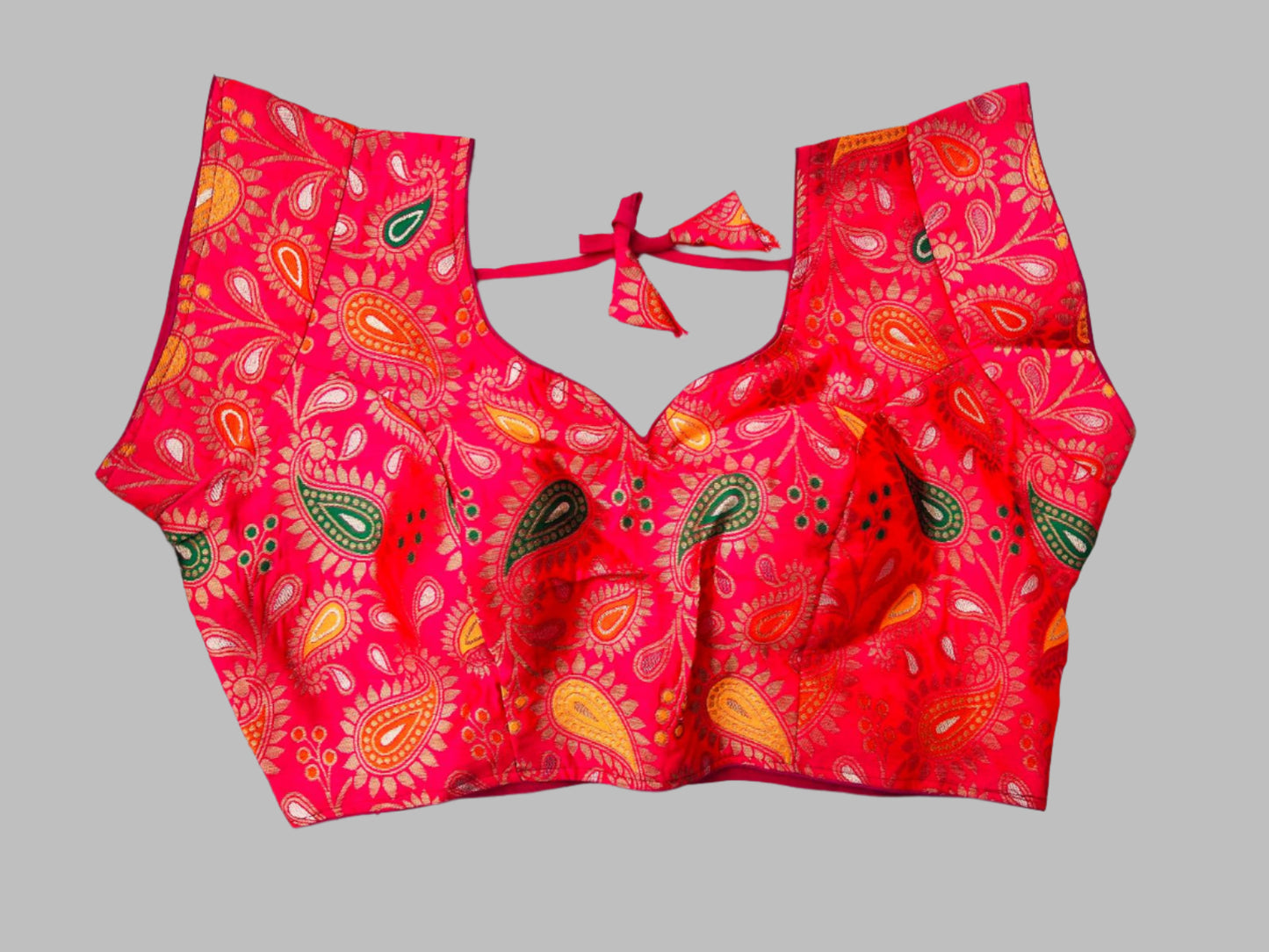 Multicolor Paisley Design Blouse with Tie-Up Back