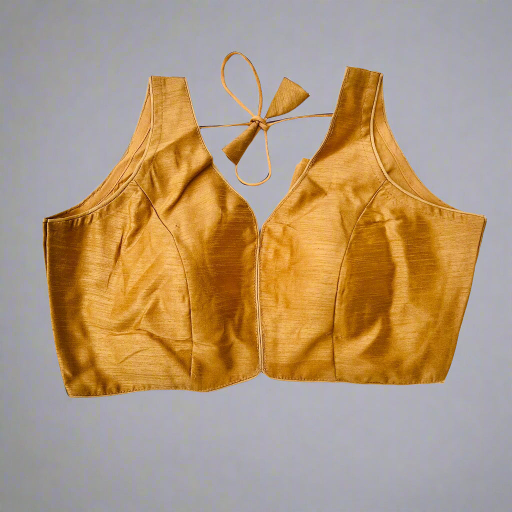 Golden Tie-Back Sleeveless Blouse