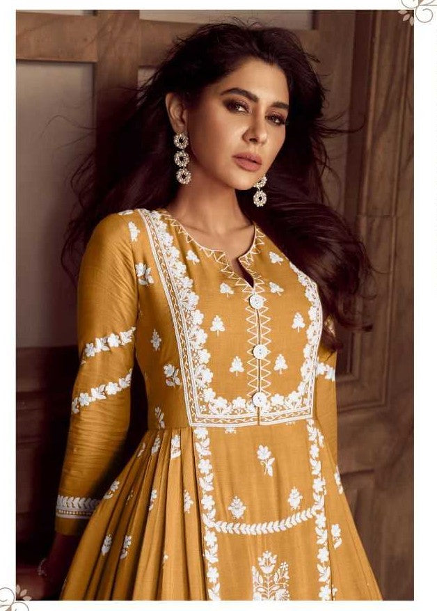 Golden Marigold Chikankari Kurti Palazzo Set