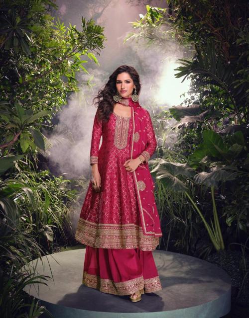 Premium Viscose Jacquard Silk Palazzo Suit Set with Heavy Embroidery – Elegant Festive & Party Wear Collection