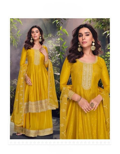 Premium Viscose Jacquard Silk Palazzo Suit Set with Heavy Embroidery – Elegant Festive & Party Wear Collection