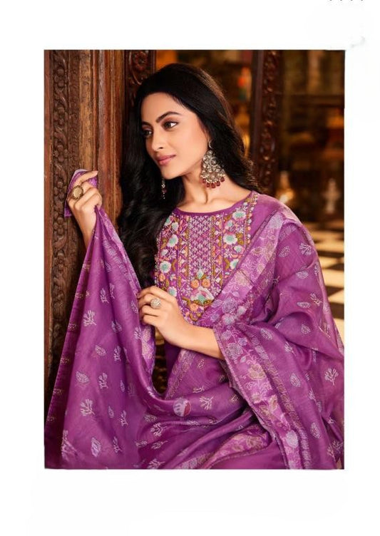 Royal Purple Exclusive Plus Size Designer Embroidered Suit Sets