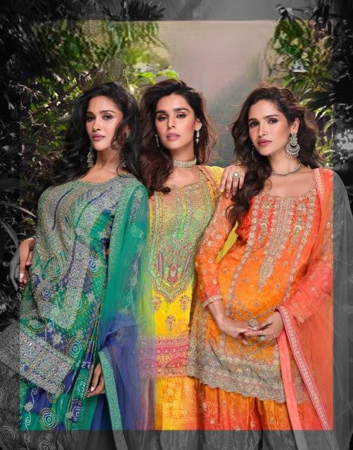 Designer Chinon Silk Palazzo Suit - Perfect for Festivals!