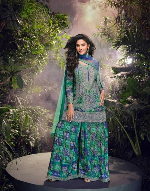 Designer Chinon Silk Palazzo Suit - Perfect for Festivals!