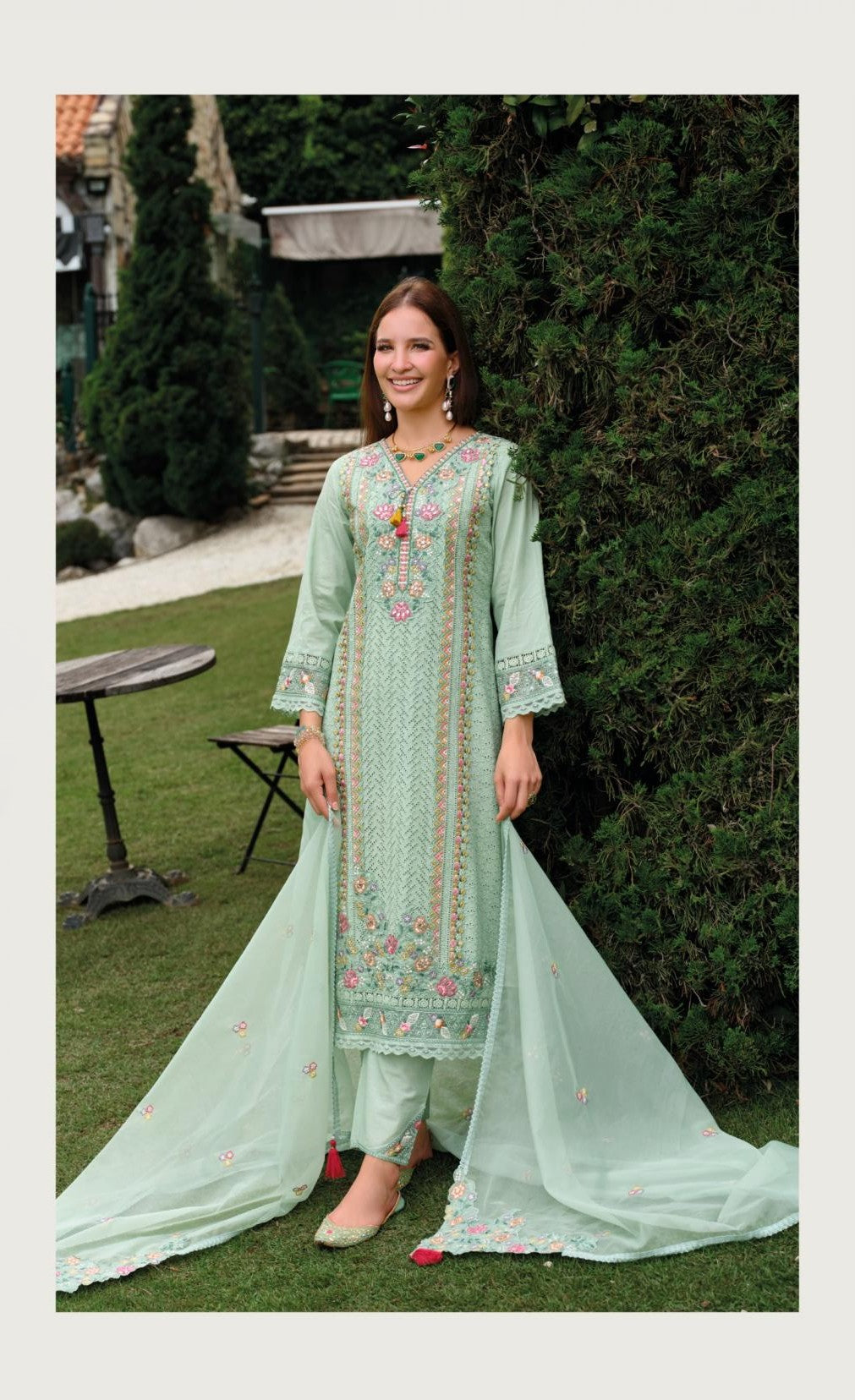 Mint Green Premium Cotton Embroidered Ready-to-Wear Suit with Dupatta 🌸