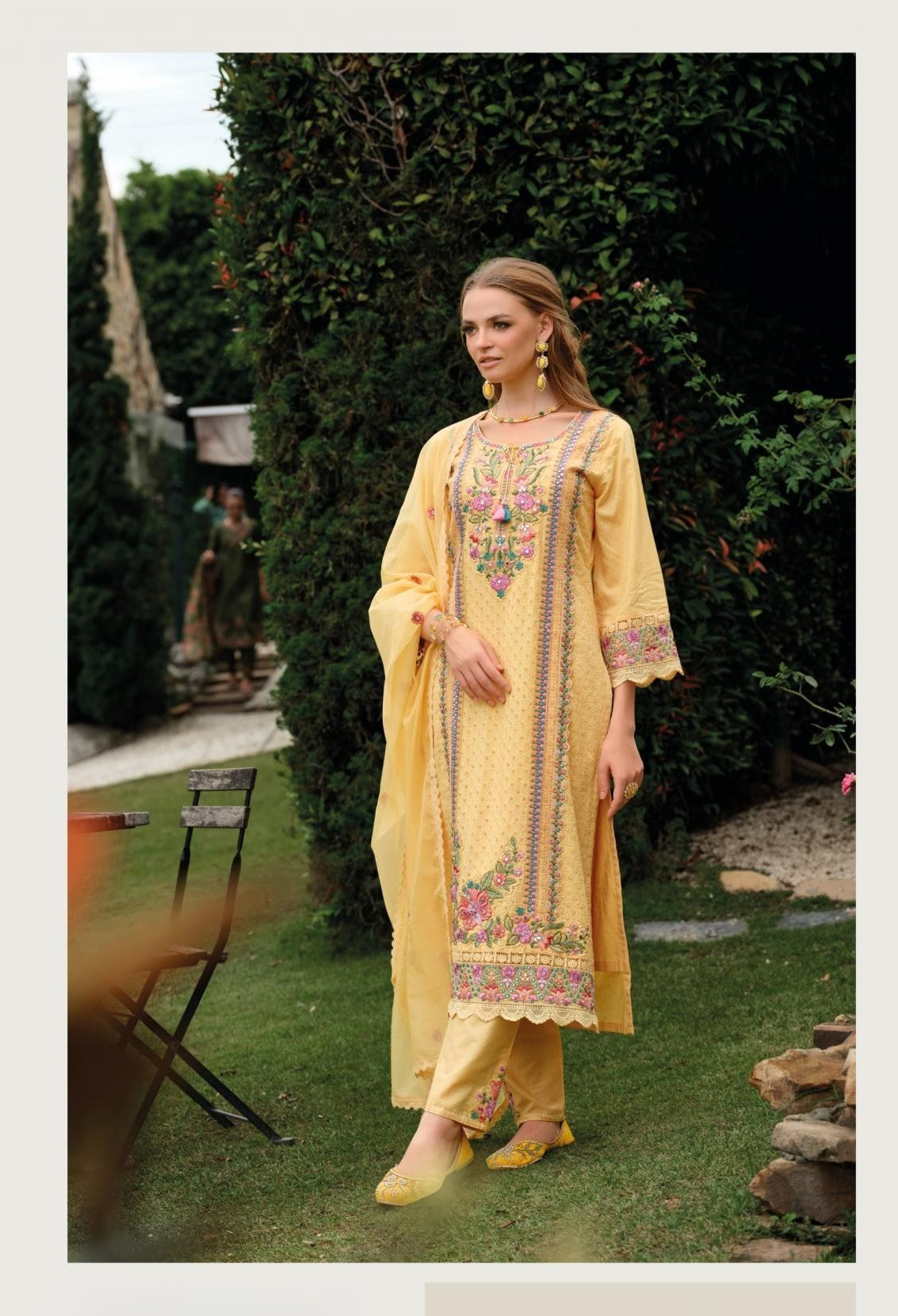 Sunshine Yellow Premium Cotton Embroidered Ready-to-Wear Suit with Dupatta 🌸