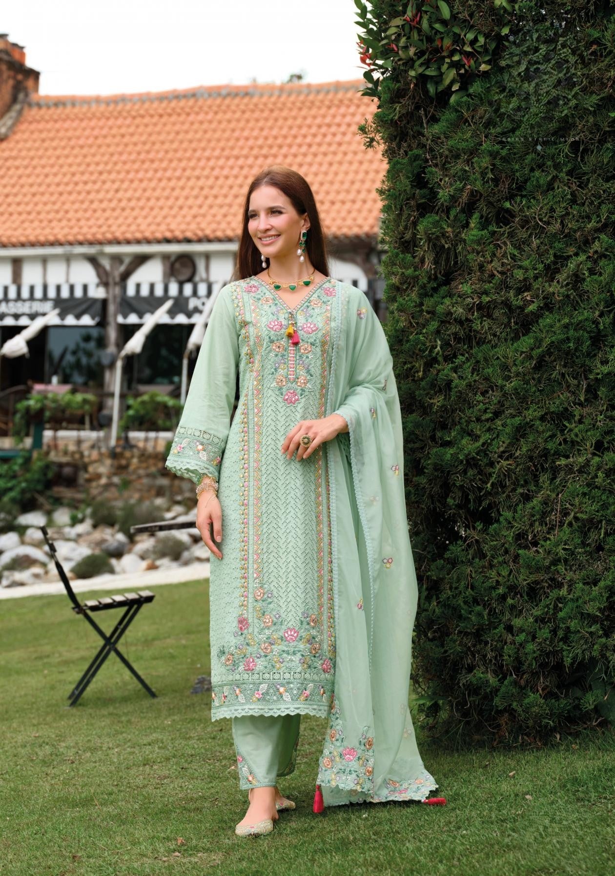 Mint Green Premium Cotton Embroidered Ready-to-Wear Suit with Dupatta 🌸