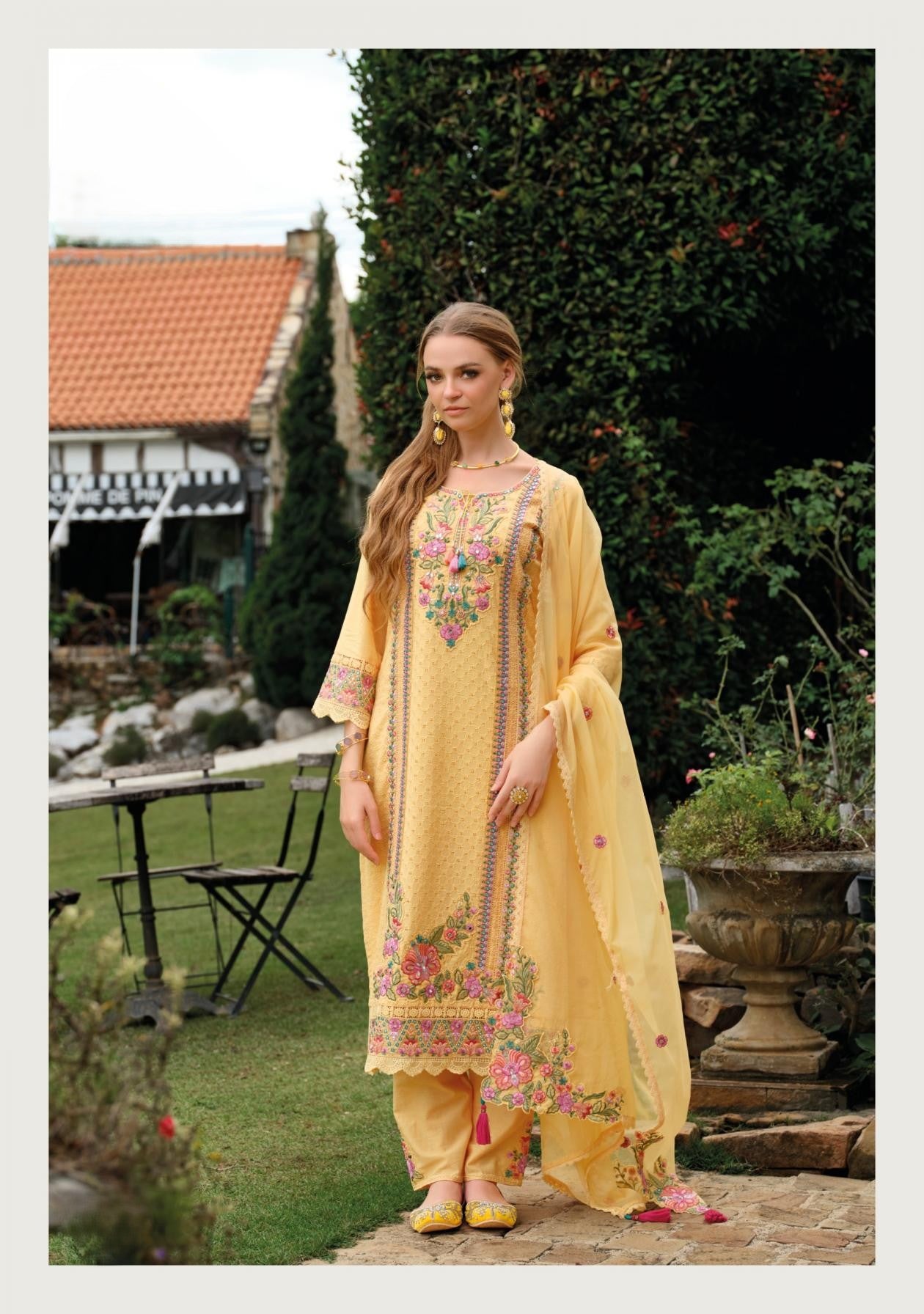 Sunshine Yellow Premium Cotton Embroidered Ready-to-Wear Suit with Dupatta 🌸