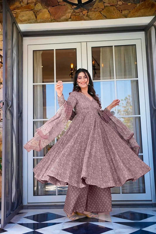 Muted Mauve Printed Kurti set!