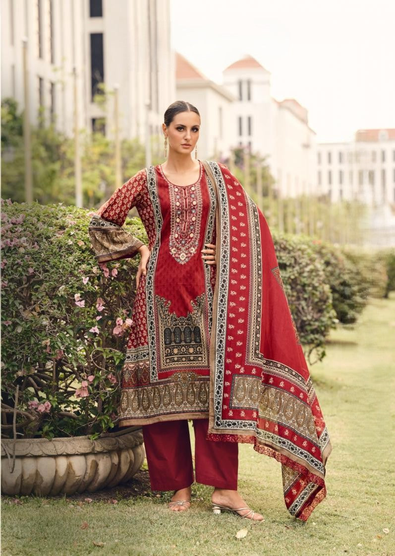 Deep Maroon Lawn Cotton Readymade Pakistani Suit Collection – Elegant & Comfortable Everyday Wear