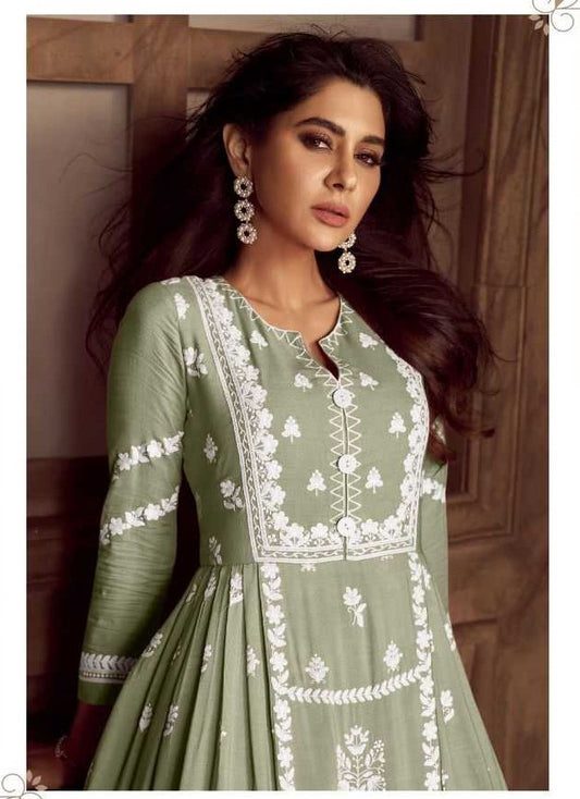 Sage Elegance Chikankari Kurti Palazzo Set
