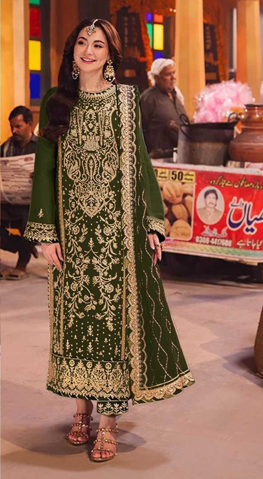 Forest Green Georgette Suit with Heavy Embroidery✨