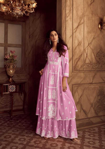Blossom Blush Chikankari Kurti Palazzo Set