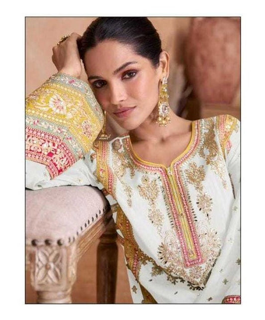 Ivory Radiance Three Piece Sharara Set