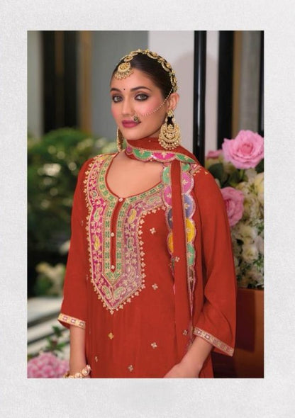 Designer Heavy Embroidered Red Palazzo Suit Set – Wedding & Festive Collection