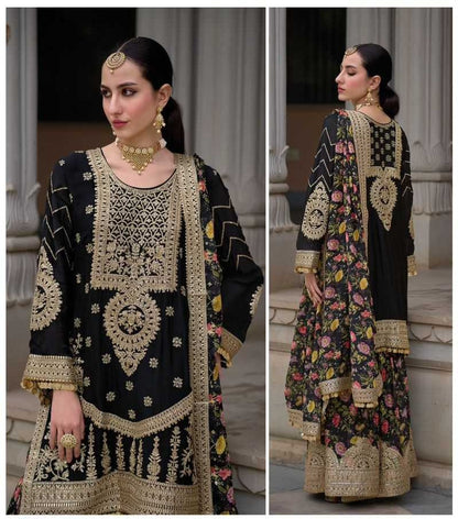 Luxe Black Embroidered Formal Ensemble