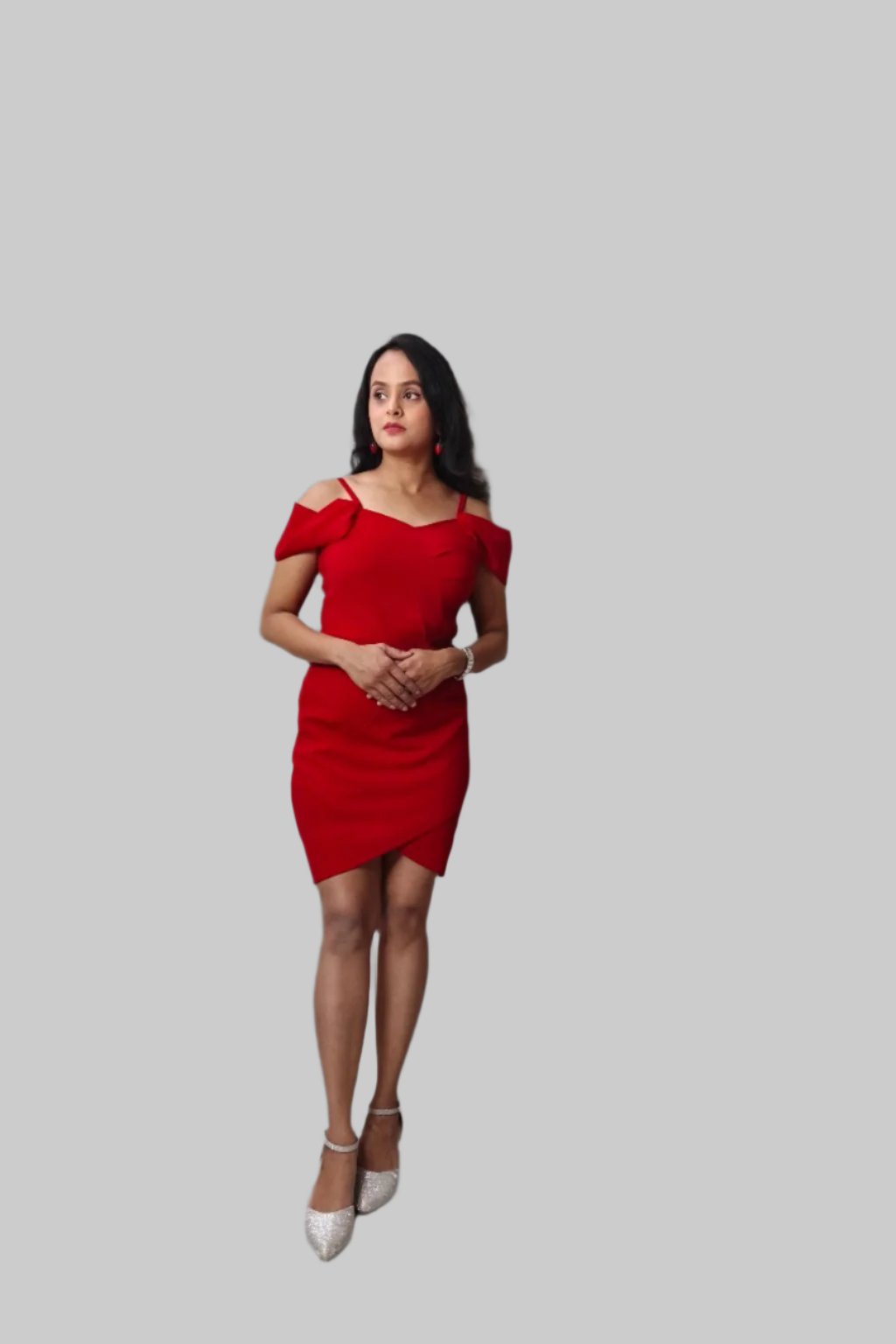 Elegant Polyester Knee-Length Bodycon Dress
