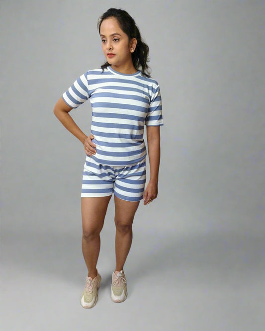 Women’s Cotton Blend Nightwear Set – T-Shirt & Shorts | Relaxed Fit