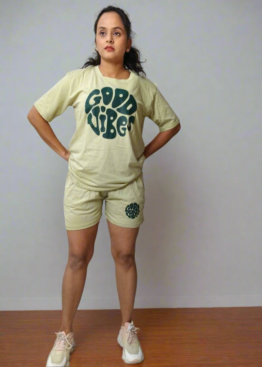 Women’s Cotton Blend Night Suit – Printed Top & Shorts with Pockets