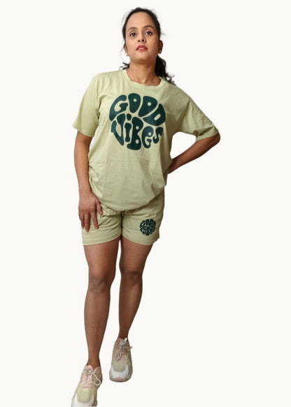 Women’s Cotton Blend Night Suit – Printed Top & Shorts with Pockets