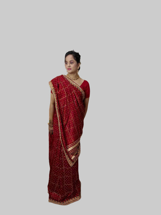 Chiffon Bandhani Saree with Intricate Thread Work