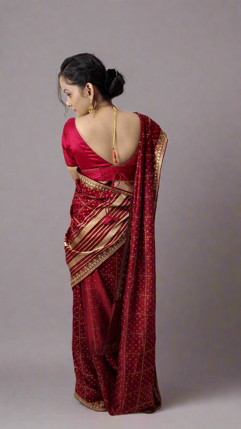 Chiffon Bandhani Saree with Intricate Thread Work