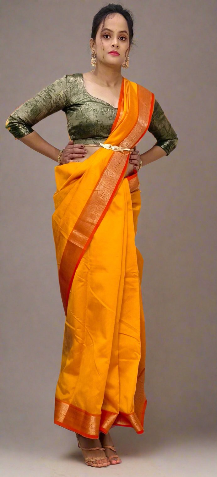 Luxurious Cotton-Silk Saree with Tassel-Embellished Pallu