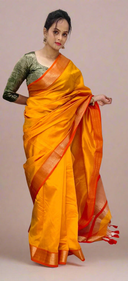 Luxurious Cotton-Silk Saree with Tassel-Embellished Pallu