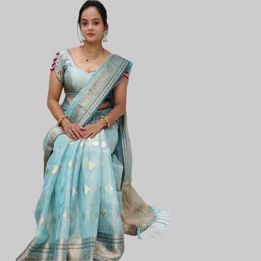 Cotton Silk Saree with Golden Thread Work