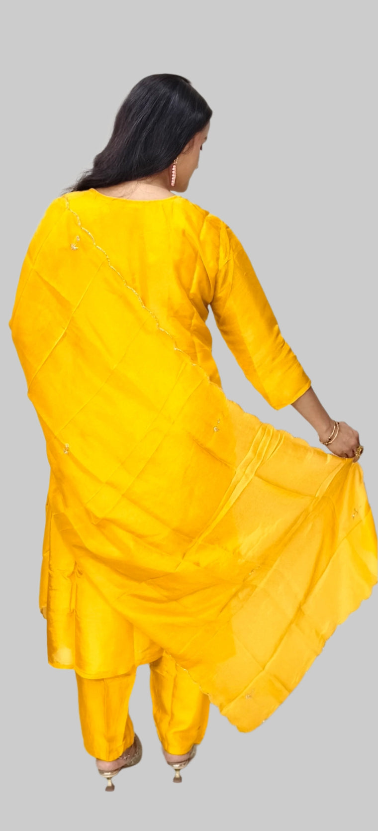 Radiant Yellow Salwar Kameez with Pink & Gold Embroidery and Dupatta