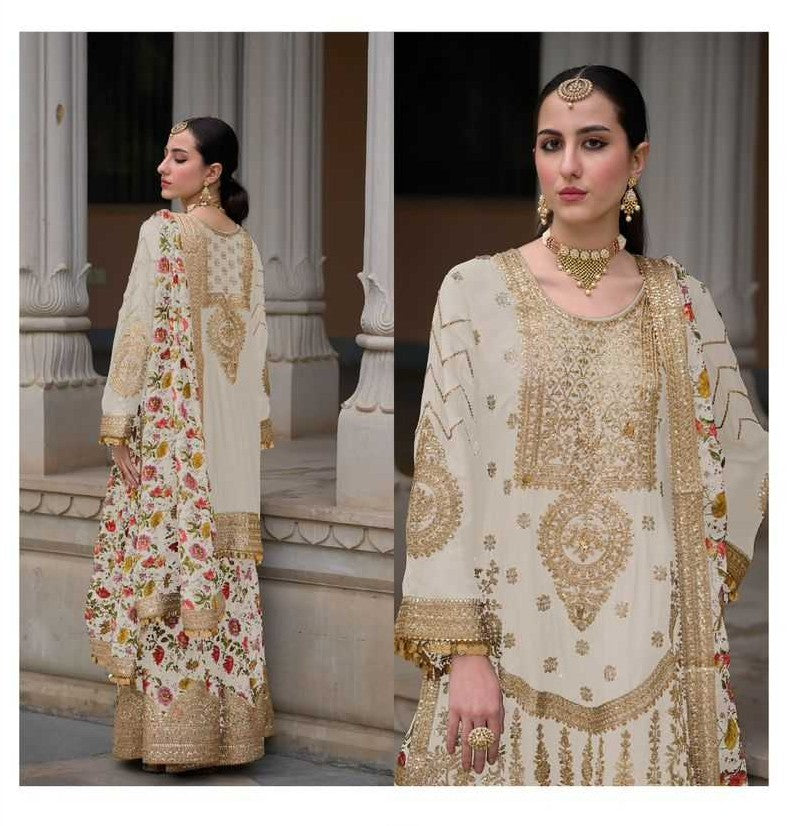 Ivory Elegance Embroidered Formal Ensemble