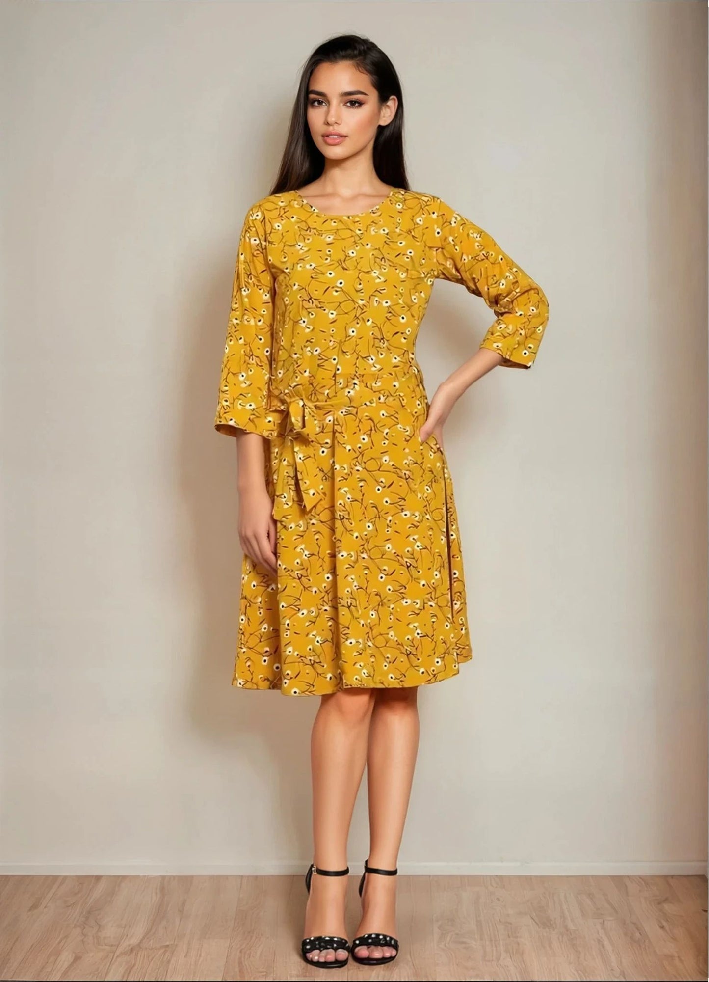 Women Fit and Flare Multicolor Dress Pacific Mart Women Fit and Flare Multicolor Dress Pacific Mart
