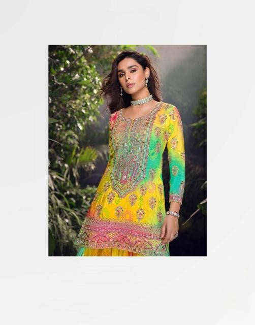 Designer Chinon Silk Palazzo Suit - Perfect for Festivals!