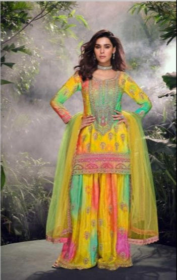 Designer Chinon Silk Palazzo Suit - Perfect for Festivals!