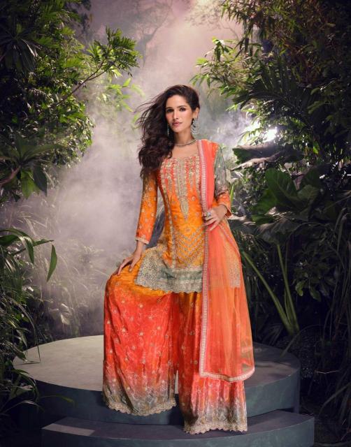 Designer Chinon Silk Palazzo Suit - Perfect for Festivals!