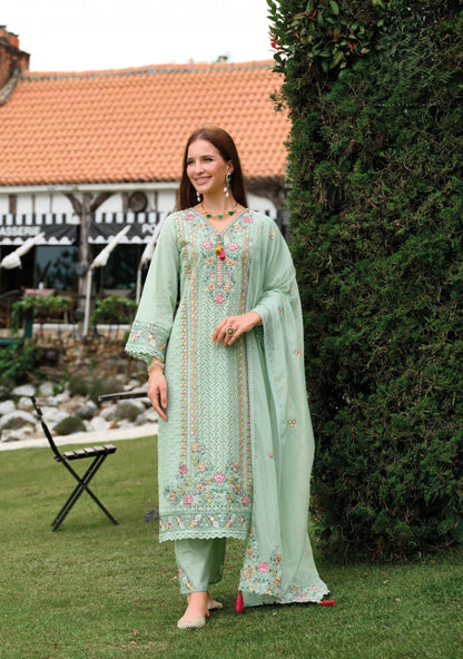 Mint Green Premium Cotton Embroidered Ready-to-Wear Suit with Dupatta 🌸