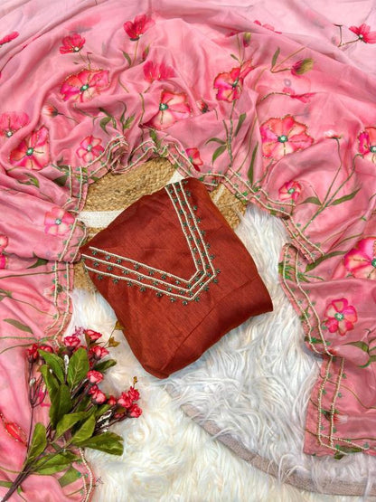 Blush Pink Floral Whisper Organza Silk Sarees – A Symphony of Elegance and Color
