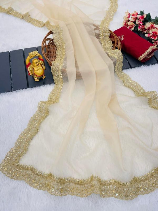 Organza Sequin Work Saree